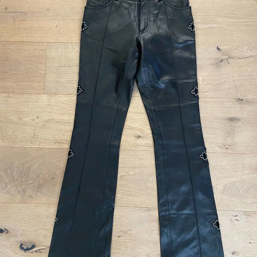 BEBE SOFT LEATHER PANTS BLACK BOOT CUT SIZE 2